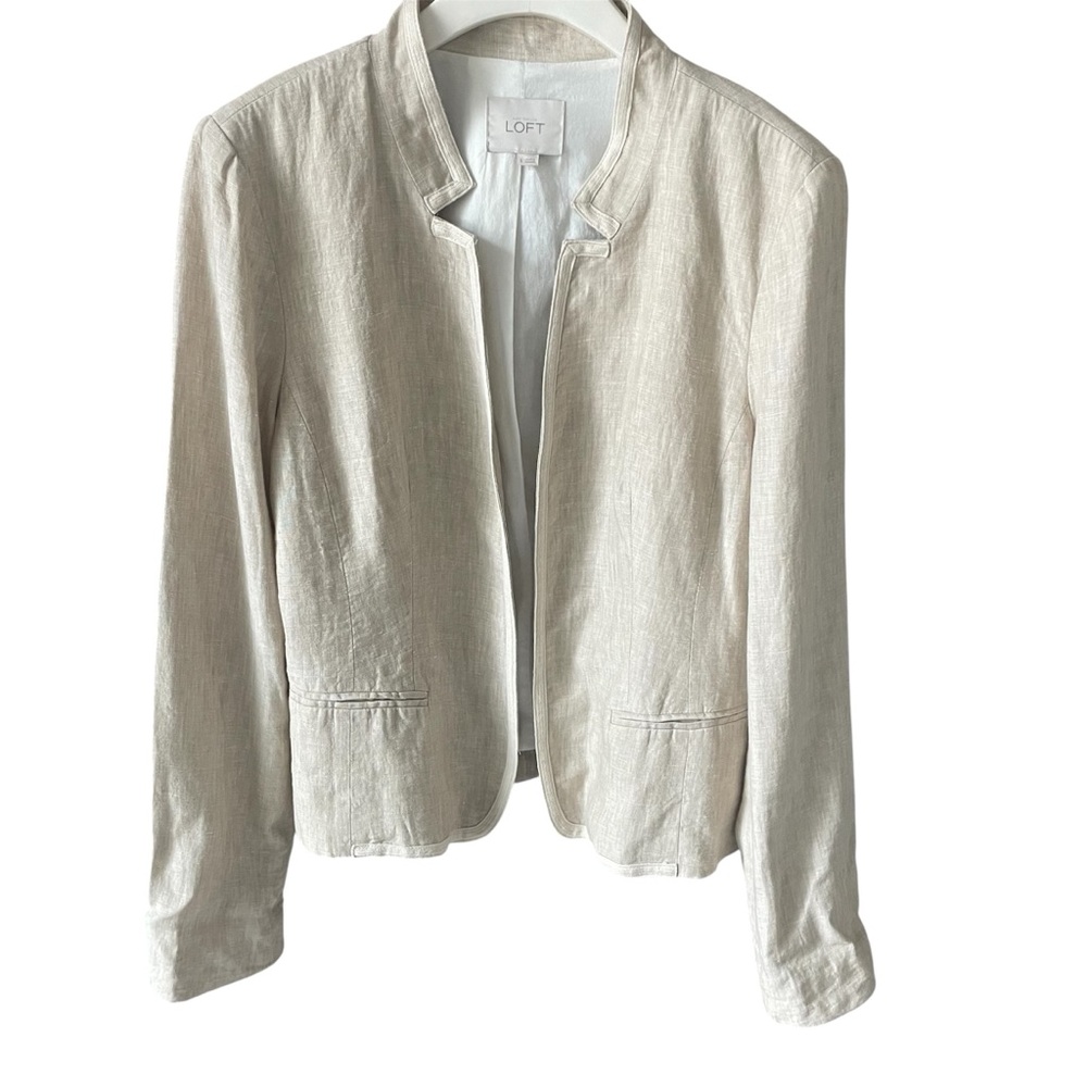 LOFT Linen Blend Blazer in Ivory - Size Large